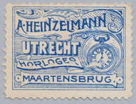 712793 Sluitzegel van A. Heinzelmann, Horloger, Atelier voor Reparatiën, Lichte Gaard 2 tegenover de Maartensbrug te Utrecht.